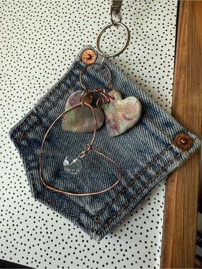 Bag Charm Levi Copper Polymer Clay Heart Crystal